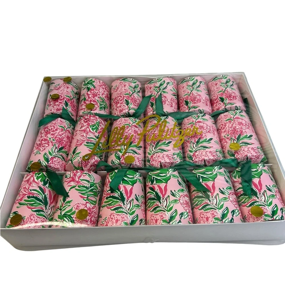 New Lilly Pulitzer 6 Party Poppers 6 Hair Scrunchies Messages Conch Shell Pink